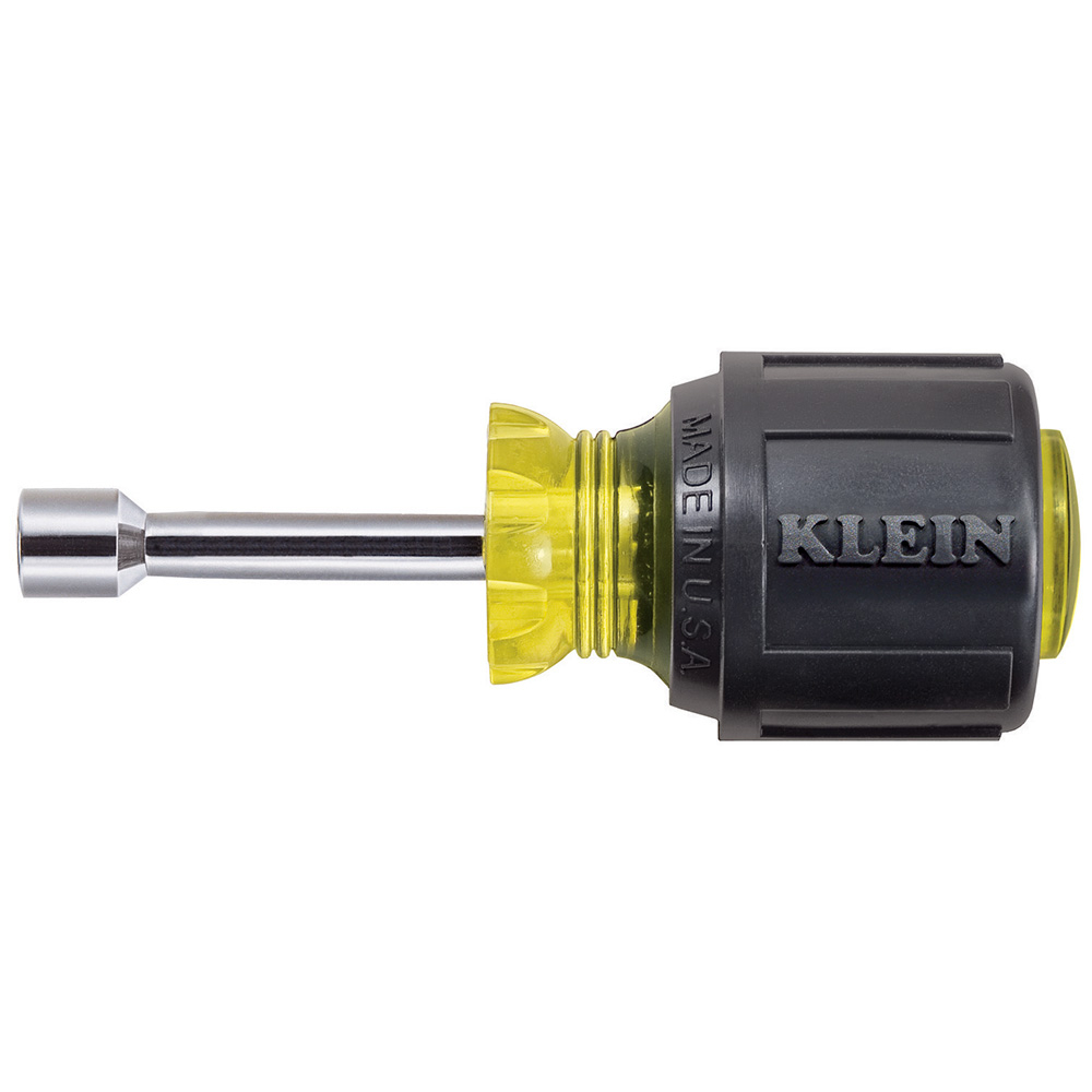 610-1/4 Cushion-Grip Stubby Nutdriver, 1/4 in, Hollow Shank, Cushion Grip Handle, Polished Chrome