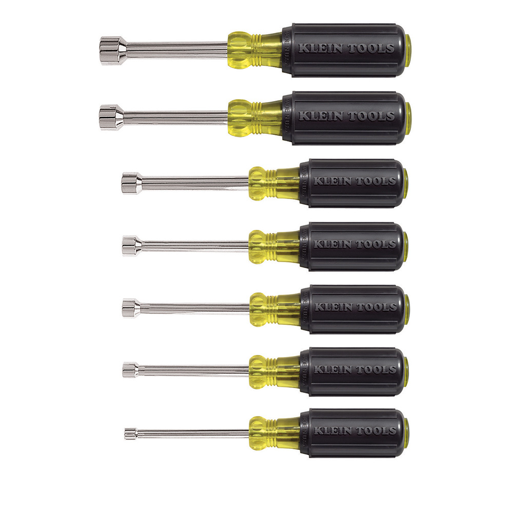631 Nutdriver Set, 7 Pieces, 18-1/4 in OAL, Cushion Grip Handle, Steel, Polished Chrome