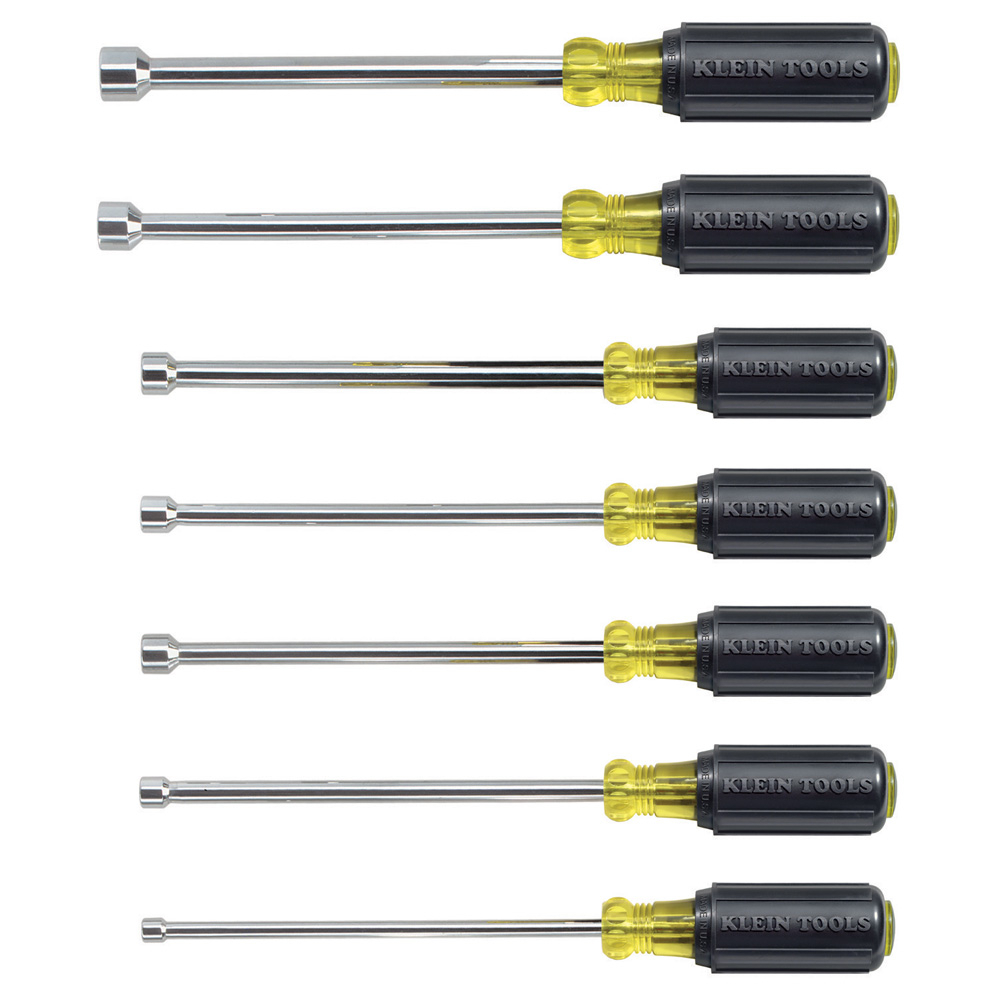 647 Hex Heavy Duty Nutdriver Set, 7 Pieces, 10-1/4 in OAL, Cushion Grip Handle, Steel, Polished Chrome