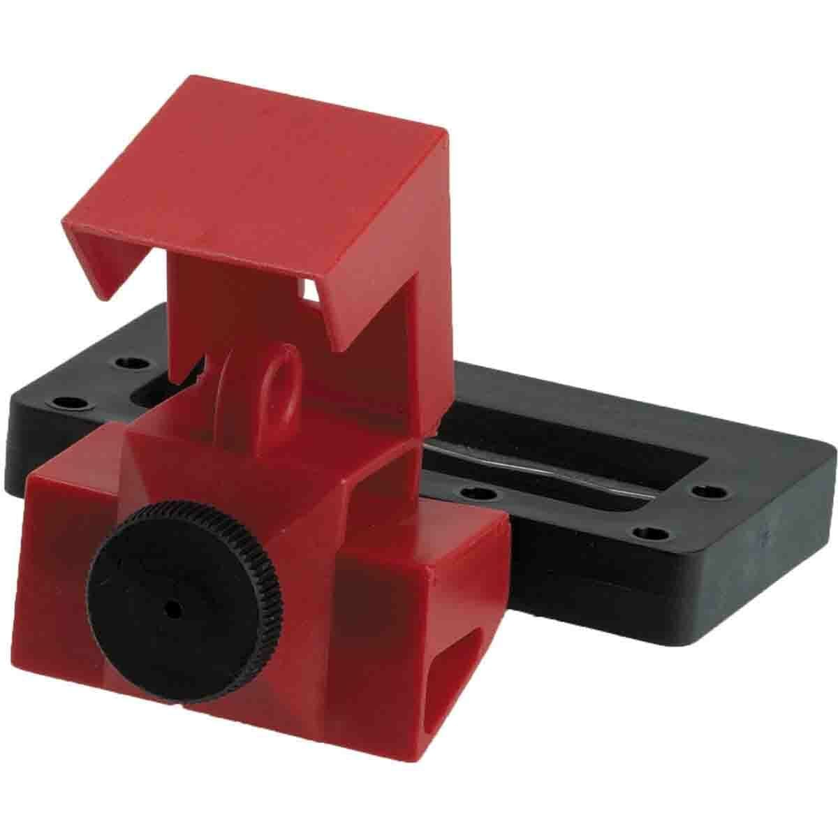 65329 1-Pole Clamp-On Electrical Risk Oversized Circuit Breaker Switch Lockout Device, For Use With Up to 2-1/4 in W x 7/8 in THK 1-Pole Circuit Breaker, 1 Padlocks, 0.31 in Dia Max Padlock Shackle, Nylon/LOTO-39 Polypropylene, Red