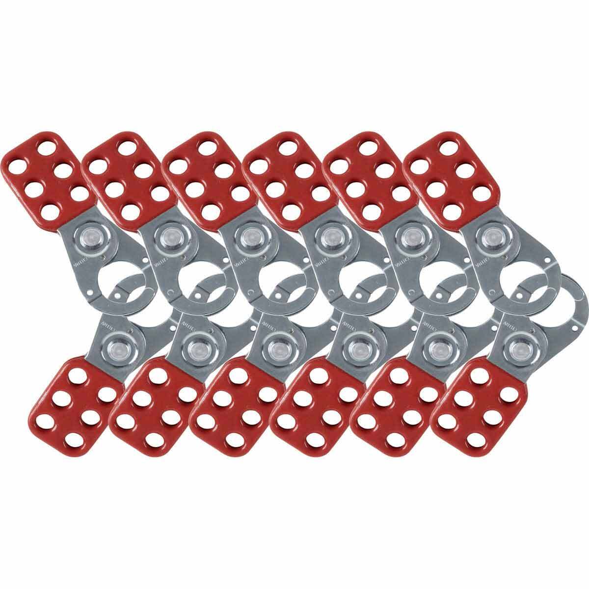 65375 Non-Labeled Scissor Action Standard Lockout Hasp, 6 Padlocks, 0.4 in Dia Max Padlock Shackle, LOTO-63 Steel