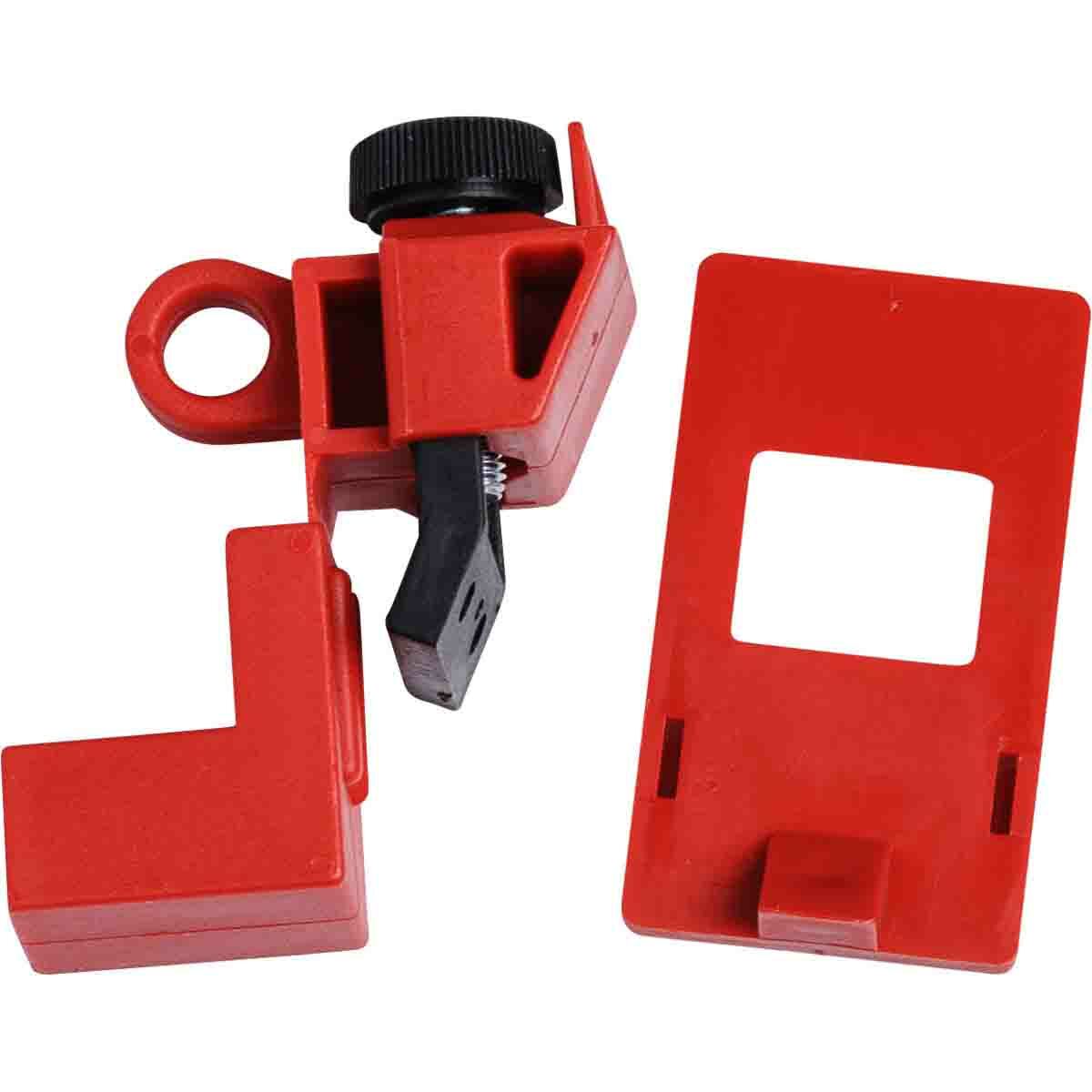 65396 1-Pole Clamp-On Circuit Breaker Switch Lockout Device, For Use With 120/277 V AC Single Pole and Internal-Trip Multi-Pole Breaker, 1 Padlocks, 0.31 in Dia Max Padlock Shackle, LOTO-14 Polypropylene, Red