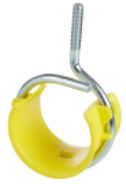 4" Diameter Bridle Ring with Plastic Saddle, 1/4"-20 Thread, Saddle Provides Wide Base for Cable, Zinc Plated/Yellow