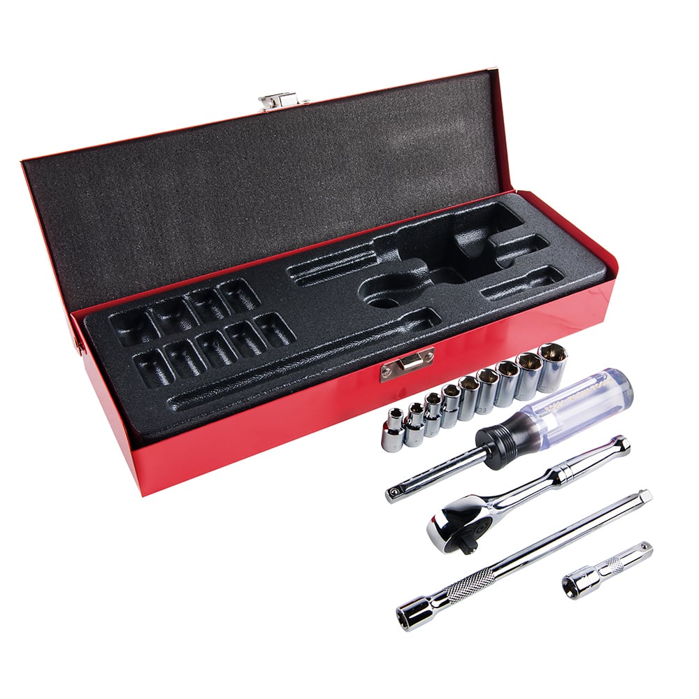 65500 Standard Socket Wrench Set, Box Tool Storage, 1/4 in Drive, 6 Point, 13 Pieces