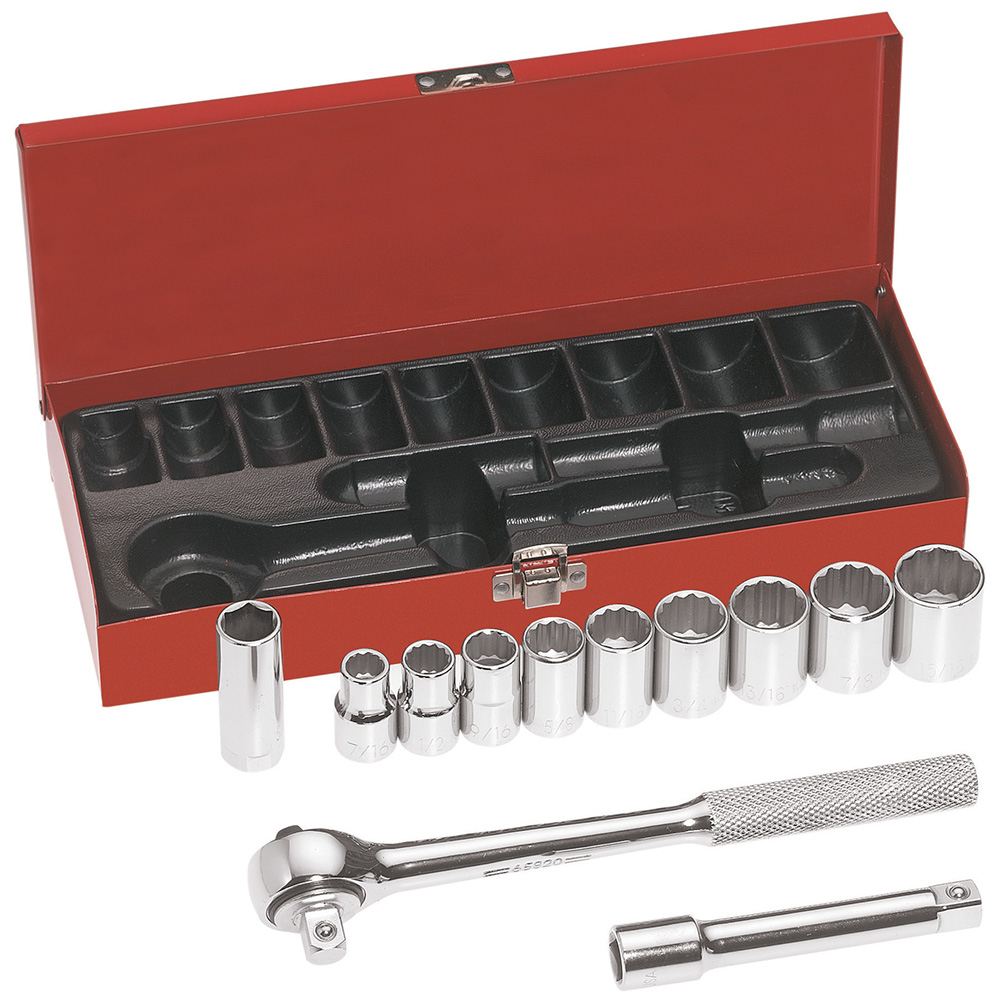65510 Imperial Standard Socket Wrench Set, Box Tool Storage, 1/2 in Drive, 12 Point, 12 Pieces