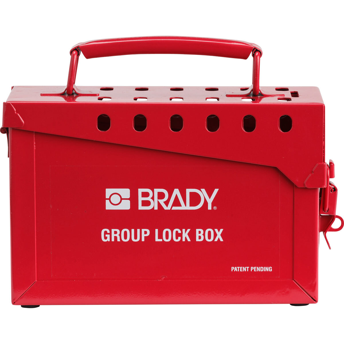 65699 Empty Group Lockout Box, 13 Padlocks, Hinged Door, Red, 6 in H 9 in W 3-1/2 in D