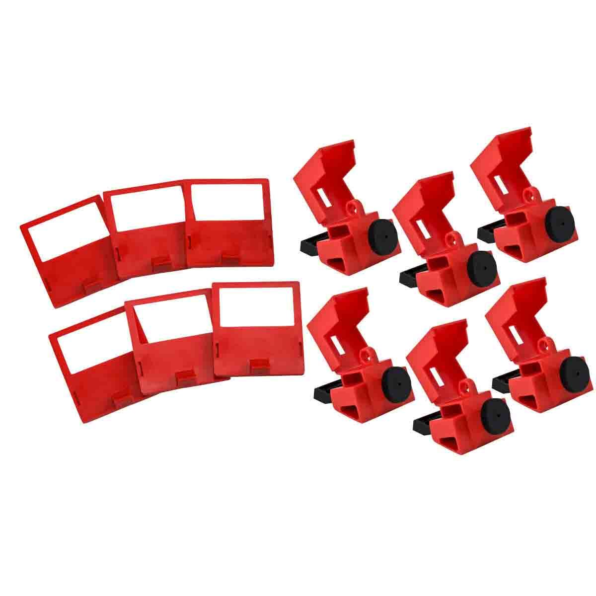 65966 1-Pole Clamp-On Electrical Risk Circuit Breaker Switch Lockout Device, For Use With 480/600 V AC 1-Pole and Internal Trip Multi-Pole Circuit Breaker, 1 Padlocks, 0.31 in Dia Max Padlock Shackle, Nylon/LOTO-39 Polypropylene, Red