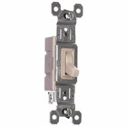 Single Pole Switch in light almond with grounded terminals, is made with a thermoplastic toggle and frame. It has a smooth, quiet toggle action. It is made with high-impact resistant construction. 15 amps, 120 volts. Available in bulk packs of 120. Add U to end of Catalog Number. Example: 660LAGU