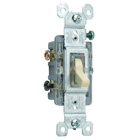 Three-way Lighted Toggle Switch. 15 amps, 120 volts, Ivory.