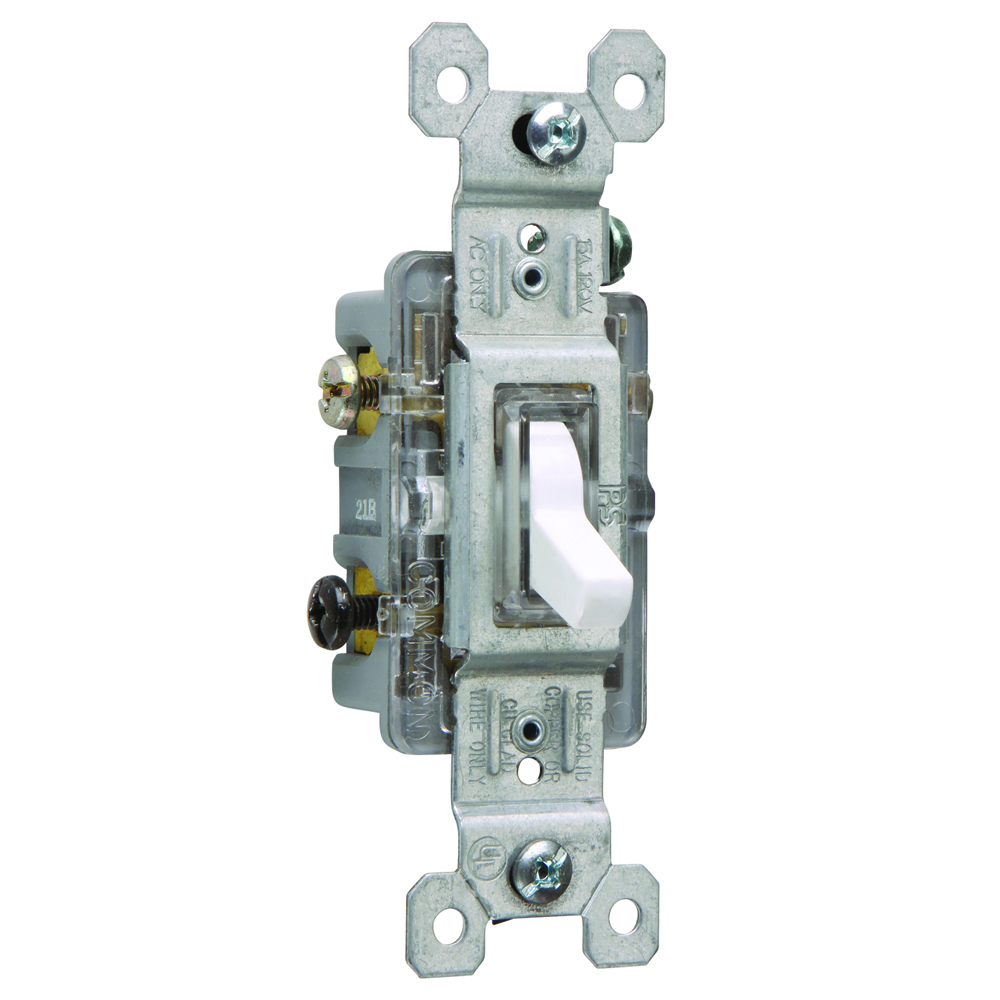 663WSLG 15 Amp,120V Trademaster 3-Way|Illuminated Toggle Switch, White