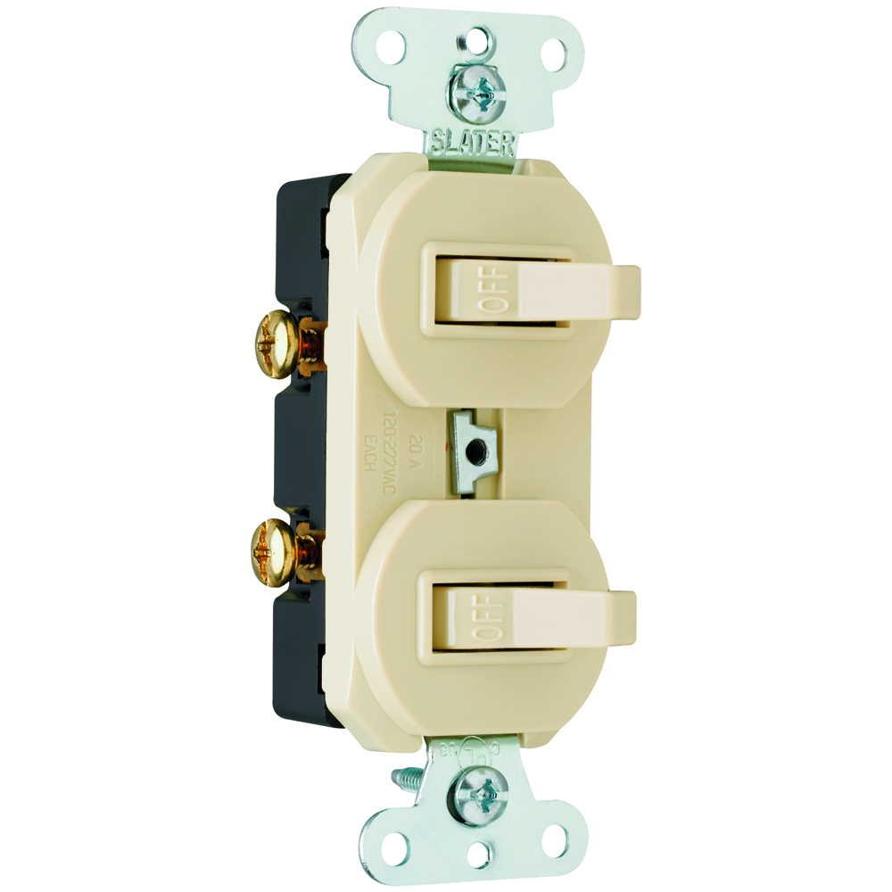 670IG Two Grounding Single-Pole Combination Switches, Ivory