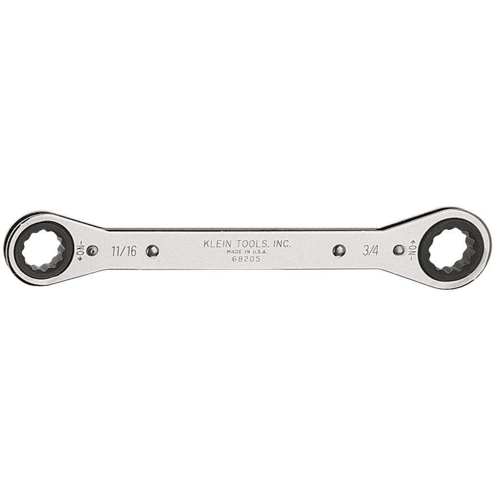 68205 Standard Box Wrench, 11/16 x 3/4 in Wrench, 12 Points, 25 deg Offset, 9-1/4 in OAL, Steel, Polished Chrome