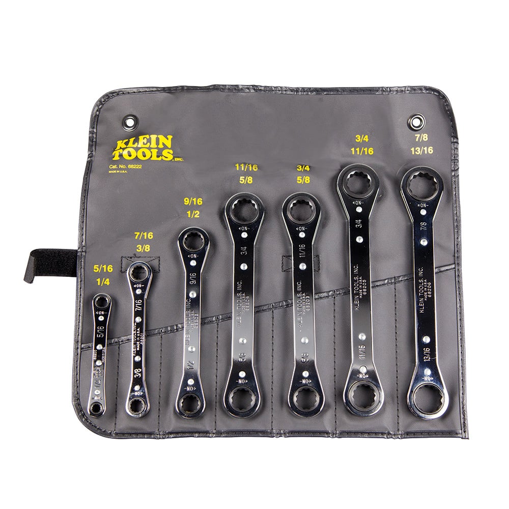 68222 Ratcheting Box End Wrench Set, 7 Pieces, 1/4 x 5/16 to 13/16 x 7/8 in, Polished Chrome