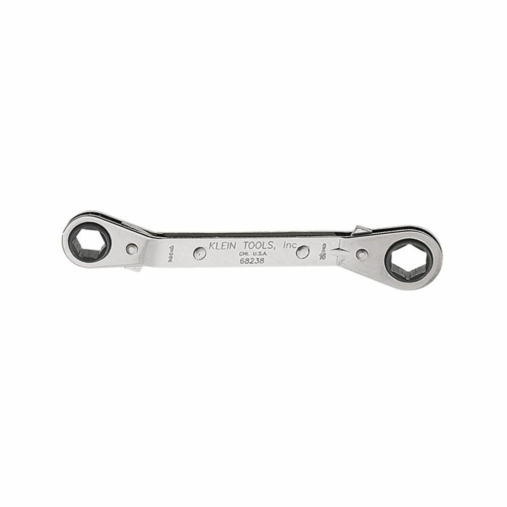68238 Box Wrench, 1/2 x 9/16 in Wrench, 6 Points, 25 deg Offset, 6-3/4 in OAL, Steel, Polished Chrome