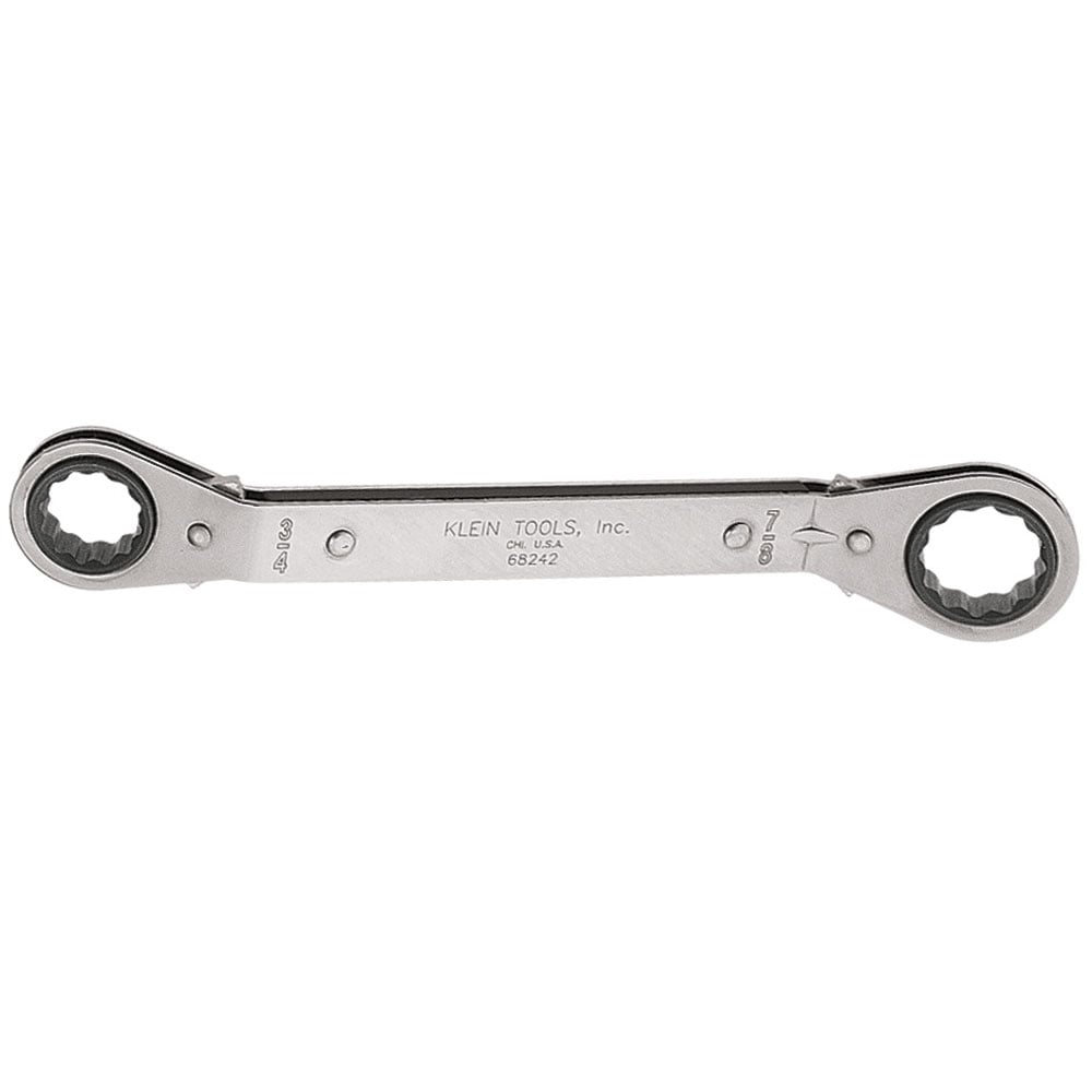 68242 Box Wrench, 3/4 x 7/8 in Wrench, 12 Points, 25 deg Offset, 9-1/8 in OAL, Steel, Polished Chrome