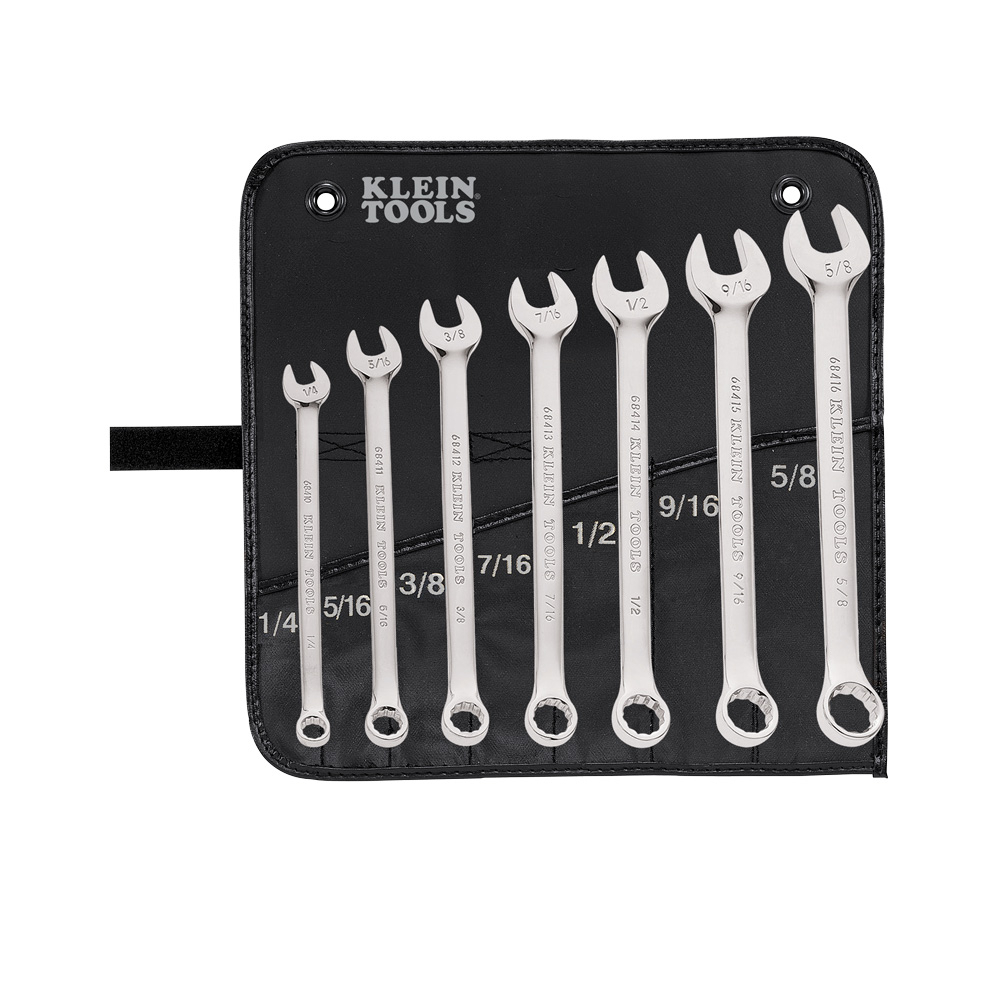 68400 General Purpose Combination Wrench Set, 7 Pieces, 1/4 to 5/8 in, Polished Chrome/Nickel Plated
