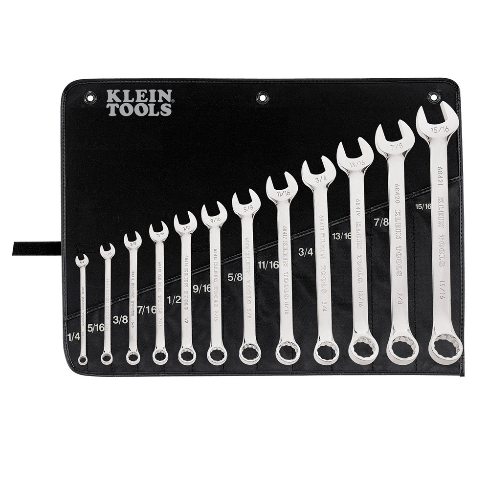 68404 Combination Wrench Set, 12 Pieces, 1/4 to 15/16 in, Polished Chrome/Nickel Plated