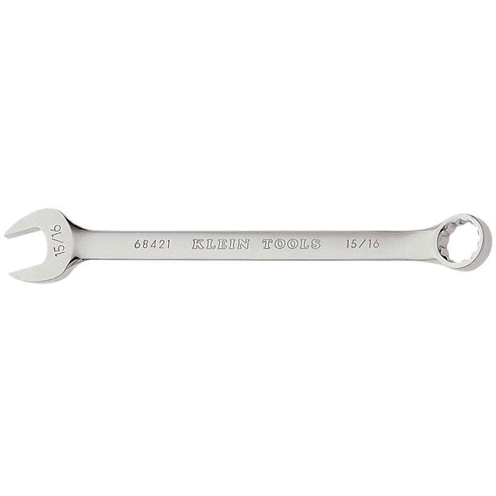 68421 Combination Wrench, 15/16 in Wrench, 12 Points, 15 deg Offset, 12-1/2 in OAL, Forged Alloy Steel, Polished Chrome/Nickel Plated