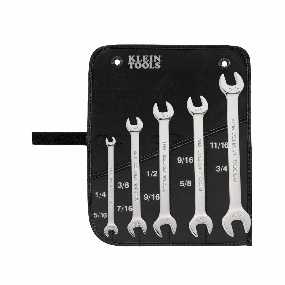 68450 Open Ended Wrench Set, 5 Pieces, Polished Chrome/Nickel Plated