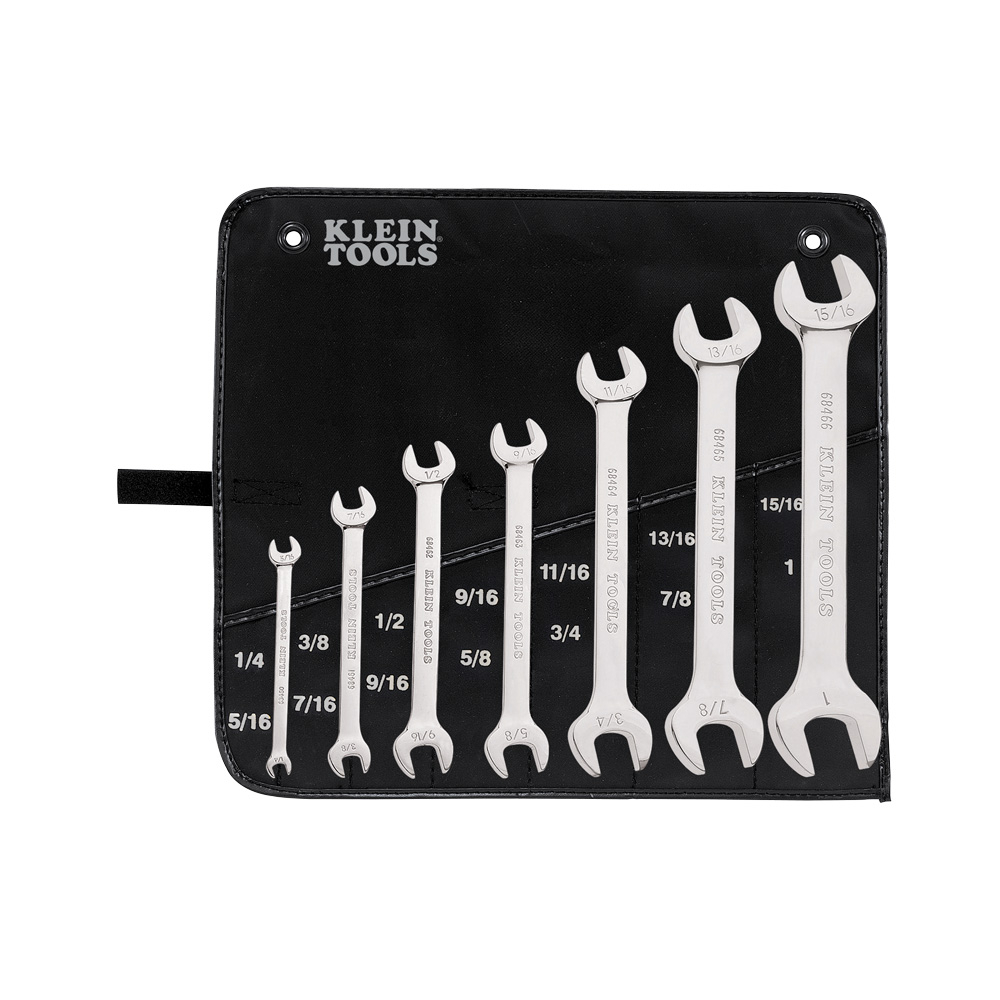 68452 Open Ended Wrench Set, 7 Pieces, 1/4 x 5/16 to 15/16 x 1 in, Polished Chrome/Nickel Plated