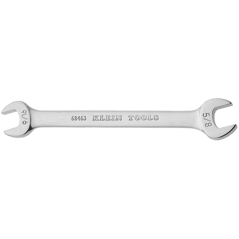 68463 Open End Wrench, 9/16 to 5/8 in Wrench, Double End Head, 15 deg Offset, 7-1/2 in L, Alloy Steel, Polished Chrome/Nickel Plated