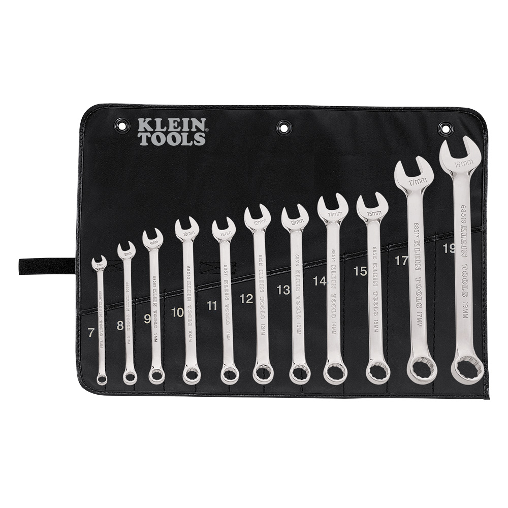 68502 Combination Wrench Set, 11 Pieces, 7 to 19 mm, Polished Chrome/Nickel Plated