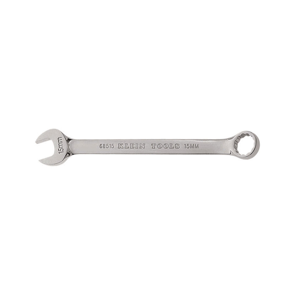 68515 Combination Wrench, 15 mm Wrench, 12 Points, 15 deg Offset, 7-1/2 in OAL, Forged Alloy Steel, Polished Chrome/Nickel Plated
