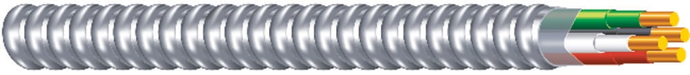 69005702 Type MC Multi-Circuit THHN Interlocked Armored Cable, Reel Packaging, 600 V AC, (6) 12 AWG Solid Copper Conductor, 500 ft L