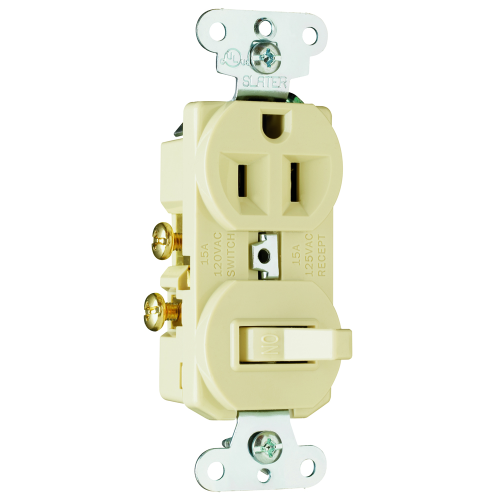 691LA 15 Amp 120V/125V Combination Single-Pole Toggle Switch and Single Receptacle, Light Almond