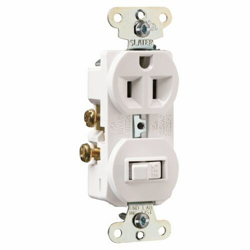 691W 15 Amp 120V/125V Combination Single-Pole Toggle Switch and Single Receptacle, White