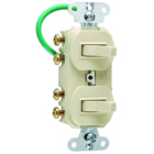 15 amps 120/277 volts, Double Three-way Combination Switch, Grounding, Ivory.