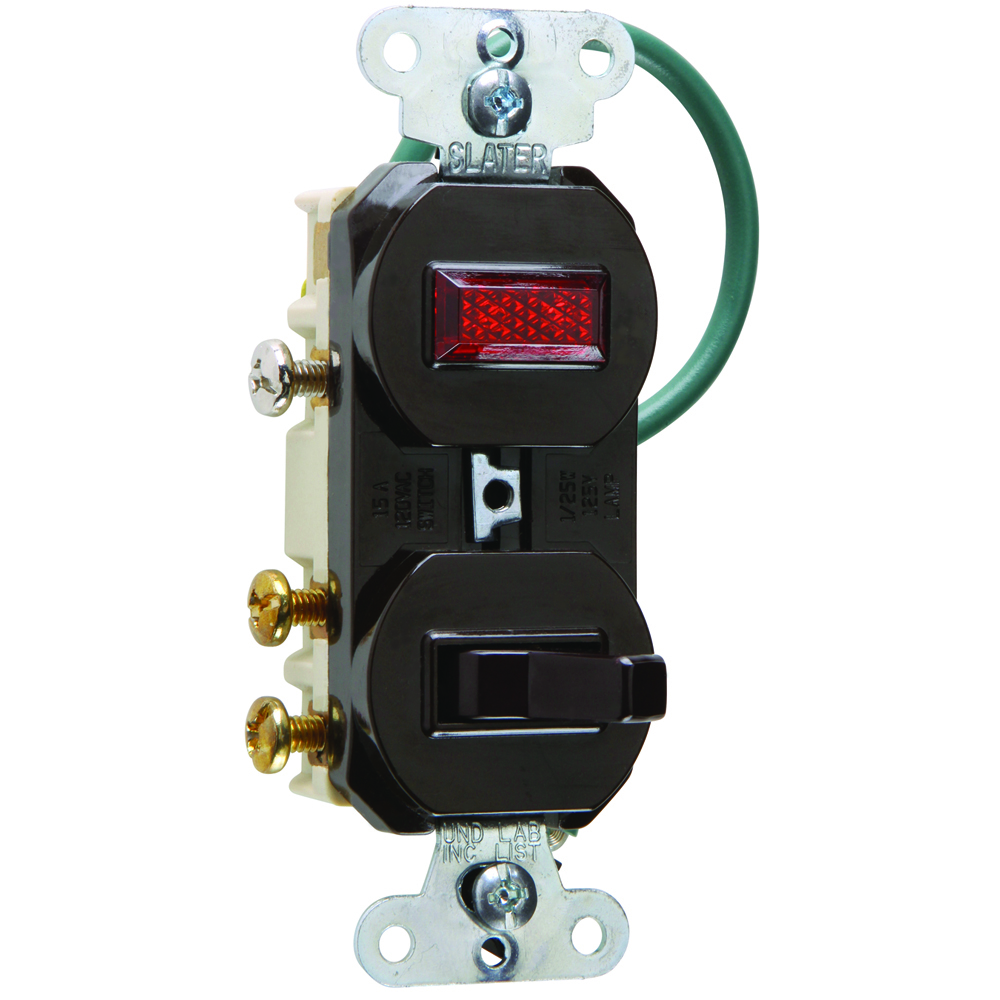 695G Grounding Three-Way Combination Switch and Pilot Light, Brown