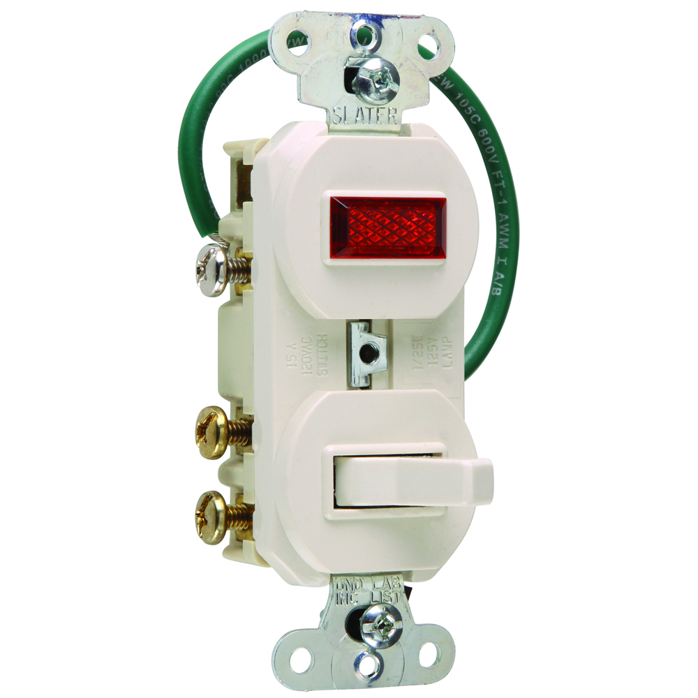 695LAG Grounding Three-Way Combination Switch and Pilot Light, Light Almond