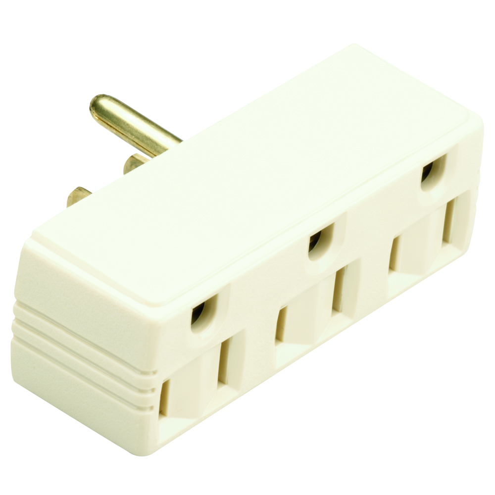 697I 15 Amp/125V Plug-in Adapter, 2 Pole, 3 Wire, Ivory