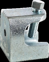 Set Screw Beam Clamp (Malleable Iron), Fits Up to 3/4" Flange, 3/8"-16 Tapped Holes Bottom and Back of Beam Clamp, Zinc Plated