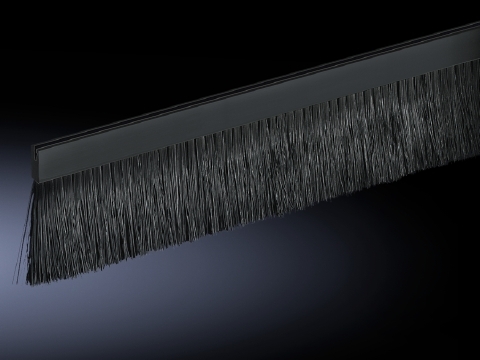 7072200 Brush Strip, 38 mm Cut Out Height, 30 mm L Bristle, 0.6 to 1.5 mm THK Plate, Plastic, Black
