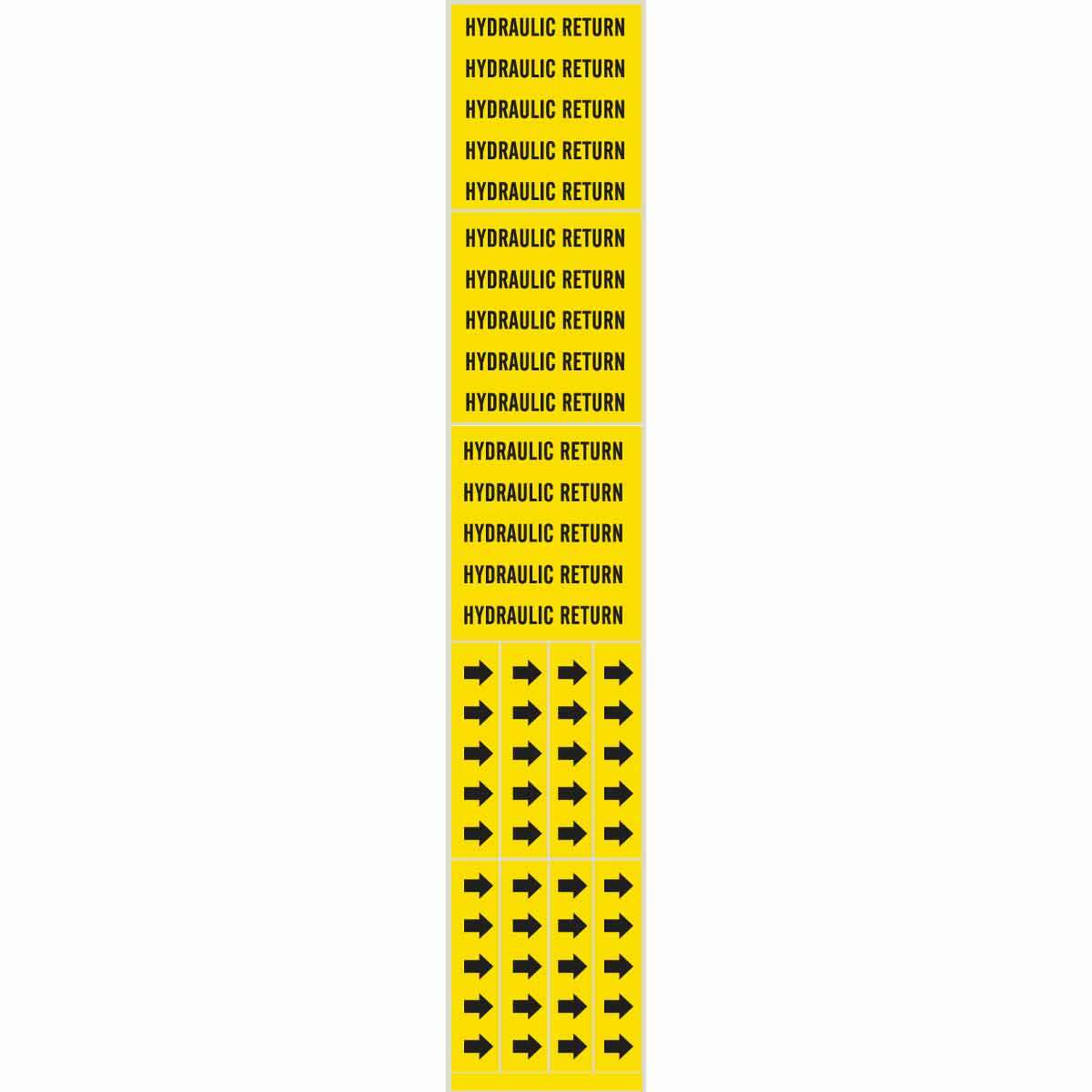 7154-3C 3C Style Permanent Acrylic Pipe Marker, HYDRAULIC RETURN Legend, Black on Yellow, Fits Pipe Dia: Up to 3/4 in, 2-1/4 in H x 2-3/4 in W, B-946 Vinyl, Adhesive Mount