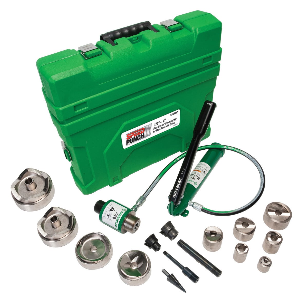 7310SBSP Slug-Splitter SC Speed Knockout Kit, 10 ga Capacity, 0.885 to 4.544 in Actual Hole, For Use With 746 11 ton Hydraulic Ram and 767 Pump, Carbon Steel