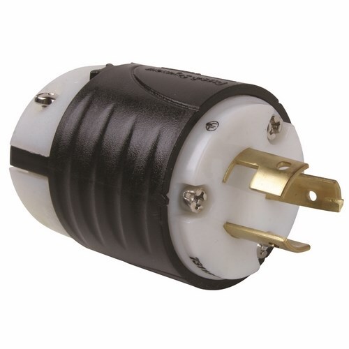 7311SS Non-NEMA 3 Wire Plug - Black Back, White Front Body