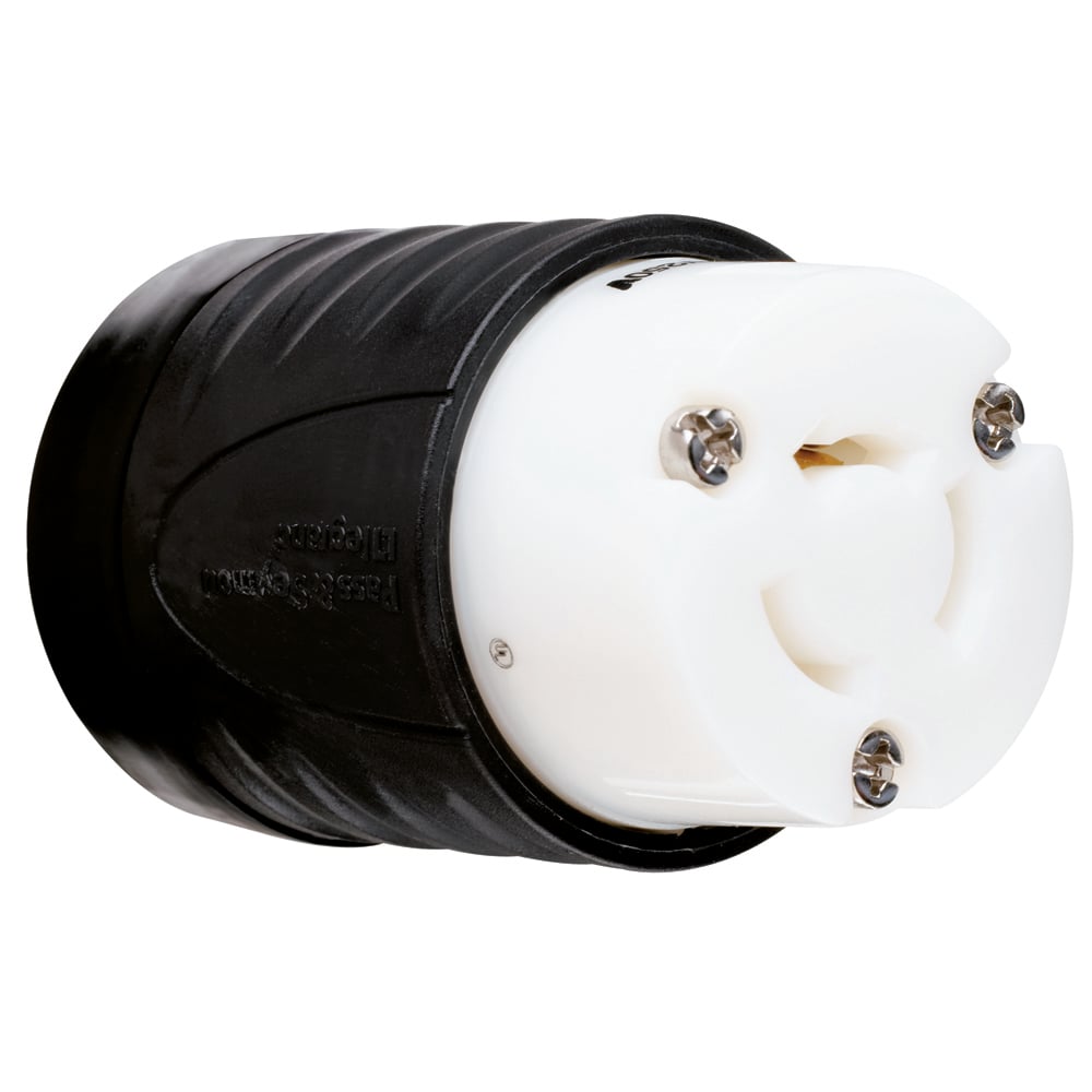 7313SS Turnlok Industrial Spec Grade 20 Amp Non-NEMA 3-Wire Connector, Black Back, White Front Body