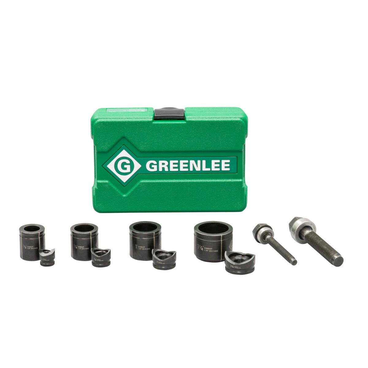 735BB Slug-Buster Manual Standard Round Knockout Punch Die Kit, 10 ga Capacity, For Use With Greenlee KRW-1 High Leverage Ratchet Wrench, 1/2 to 1-1/4 in Conduit/Pipe, Mild Steel