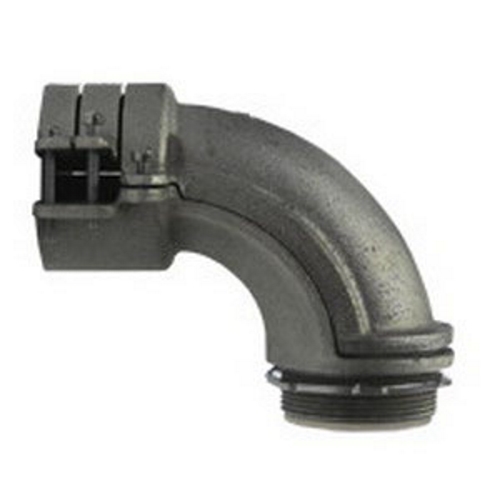Insulated Throat 90 Degree Connector; 2 Inch, Malleable Iron, Zinc Electroplated