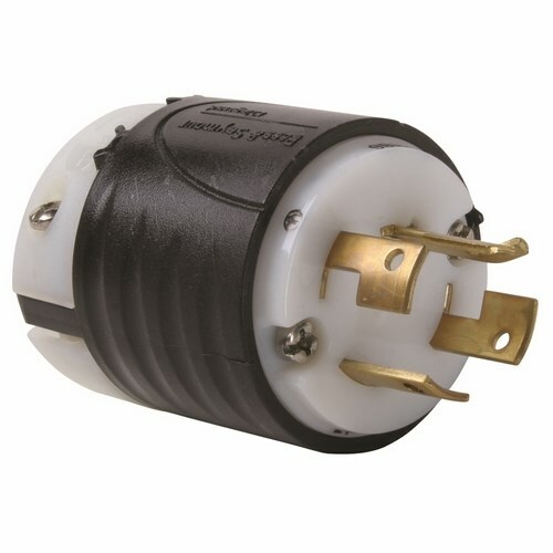 7411SS 20 Amp Non-NEMA Plug - Black Back, White Front Body