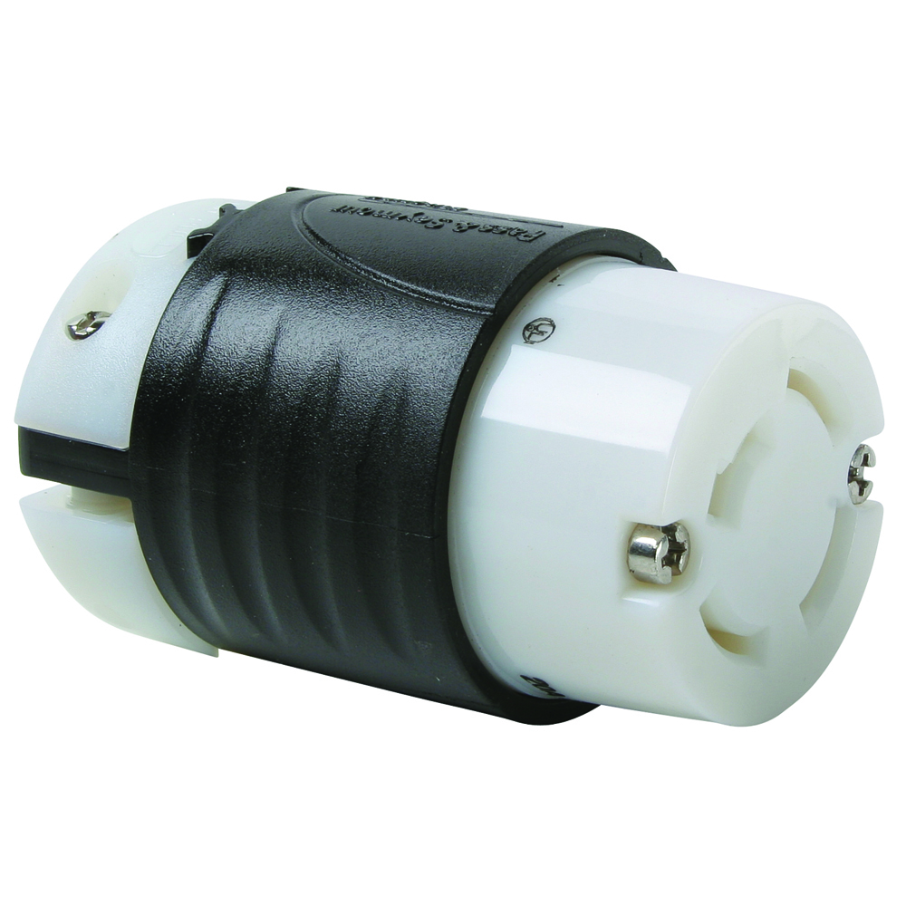 7413SS Turnlok Industrial Spec Grade 20 Amp Non-NEMA Connector, Black Back, White Front Body