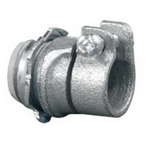 Straight Box Conduit Connector; 1/2 Inch, Armored Cable x Flexible Metal Conduit, Malleable Iron, Electro-Plated Zinc