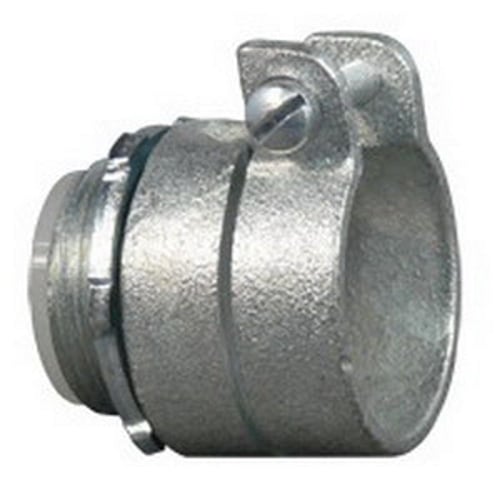 7483I Insulated Throat Straight Conduit Connector With Locknut, 1 in Trade, 1.03 to 1.38 in Cable Openings, For Use With Armored/FMC Cable, Malleable Iron, Zinc Electroplated