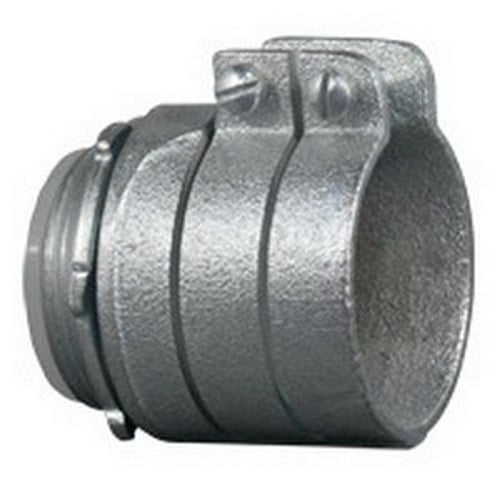 Flexible Metal Conduit Straight Connector with Insulated Throat, 2 inch, Malleable Iron, Zinc Electroplated