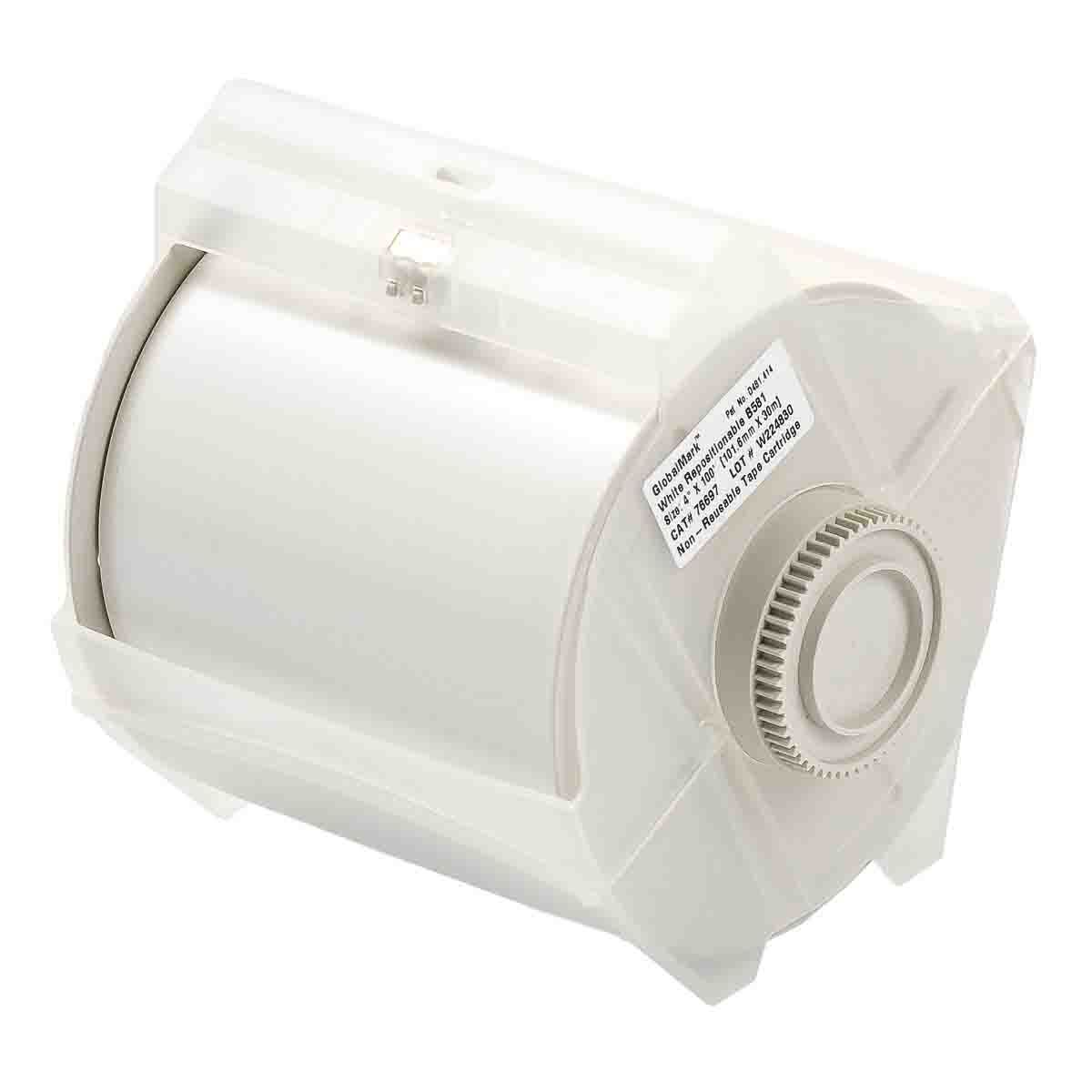 76697 GlobalMark Repositionable Printer Label, 100 ft L x 4 in W, White, B-581 Vinyl