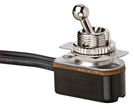 774002 Light/Medium Duty Short Ball Toggle Switch, 125/250 VAC, 6/3 A, On-Off SPST Contact