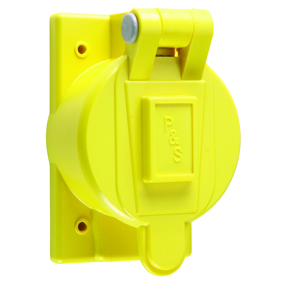 7770 Thermoplastic Flip Lid Weatherproof Cover for 50A Turnlok, Yellow